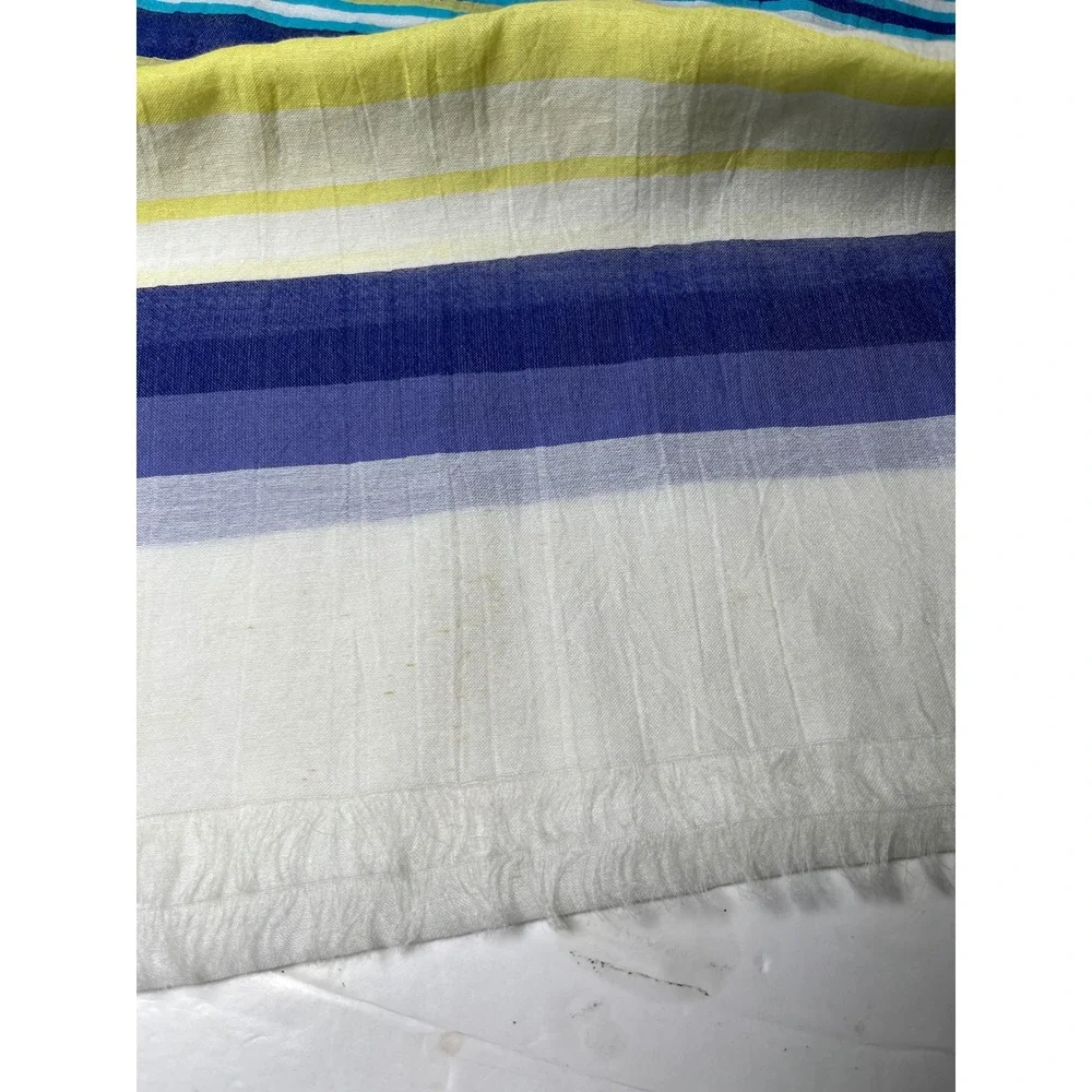 Striped Cotton‎ Silk Lightweight Fringe Wrap Scarf Talbots OS